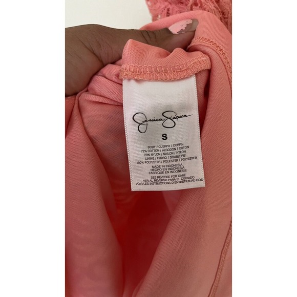 Jessica Simpson Coral Desert Flower 'Kaitlee' Lace Fit & Flare DressSz Small - Picture 4 of 7